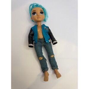 Rainbow High River Kendall Boy Doll Blue Hair Jeans Bomber Jacket (no hands)